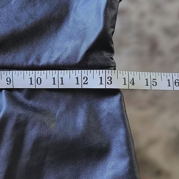 Imperial black faux leather asymmetrical shoulder dress - Picture 13 of 14